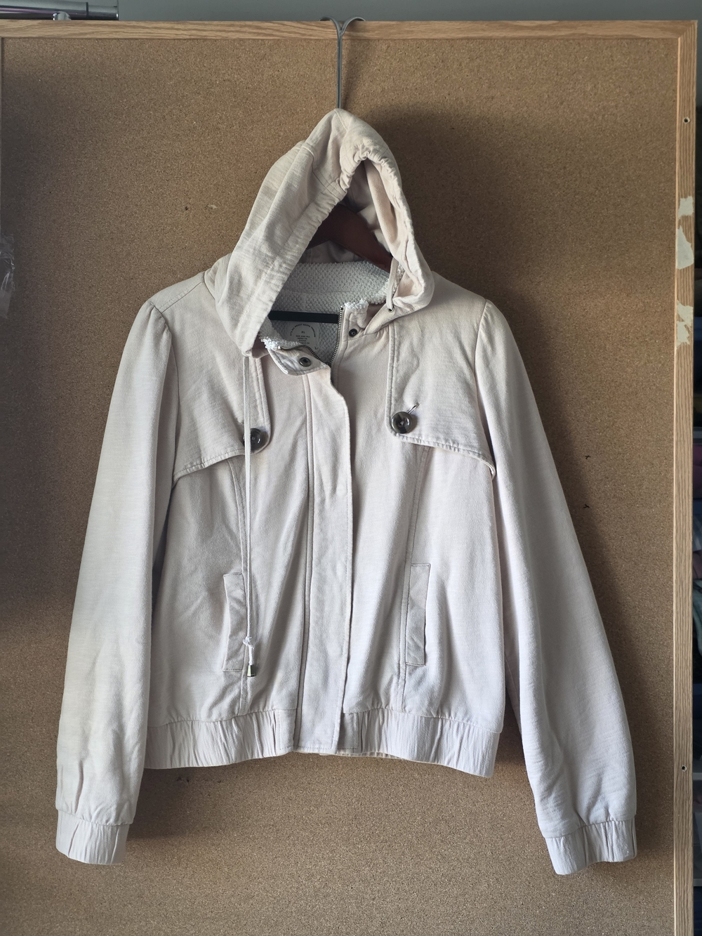 Anthropologie Allihop Welcome Respite Hooded Jacket Cream Beige 100% Cotton XL
